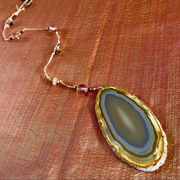 NEW Tan Gray Agate + Vintage Beads Sun Catcher - Picture 6 of 8